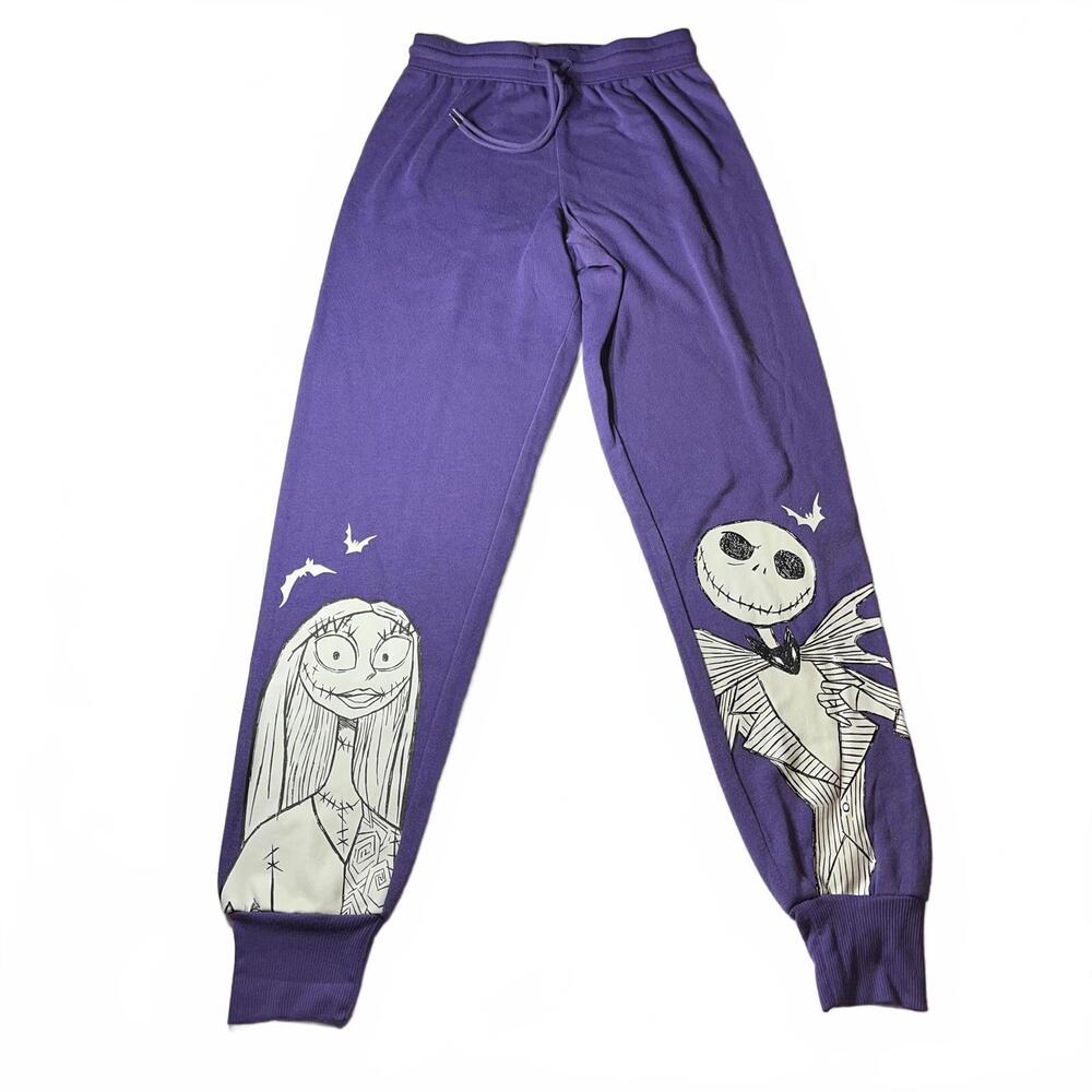 Disney's The Nightmare Before Christmas Purple Jogger Pants XS Cozy Fleece NWT